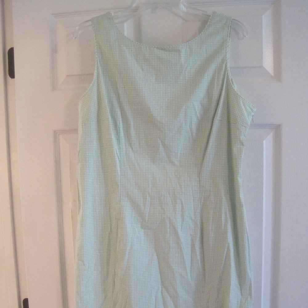 JONES NEW YORK GREEN AND WHITE GINGHAM DRESS 14